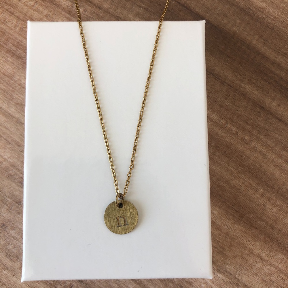 Letter "n" Gold/Brass Stamped Necklace